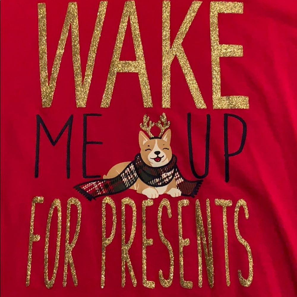 Wake me up for presents shirt NWT.